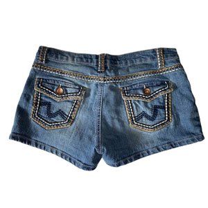 No Fuze Stretch Denim Jean Shorts With Pronounced Ornate Stitching - Size 11/12
